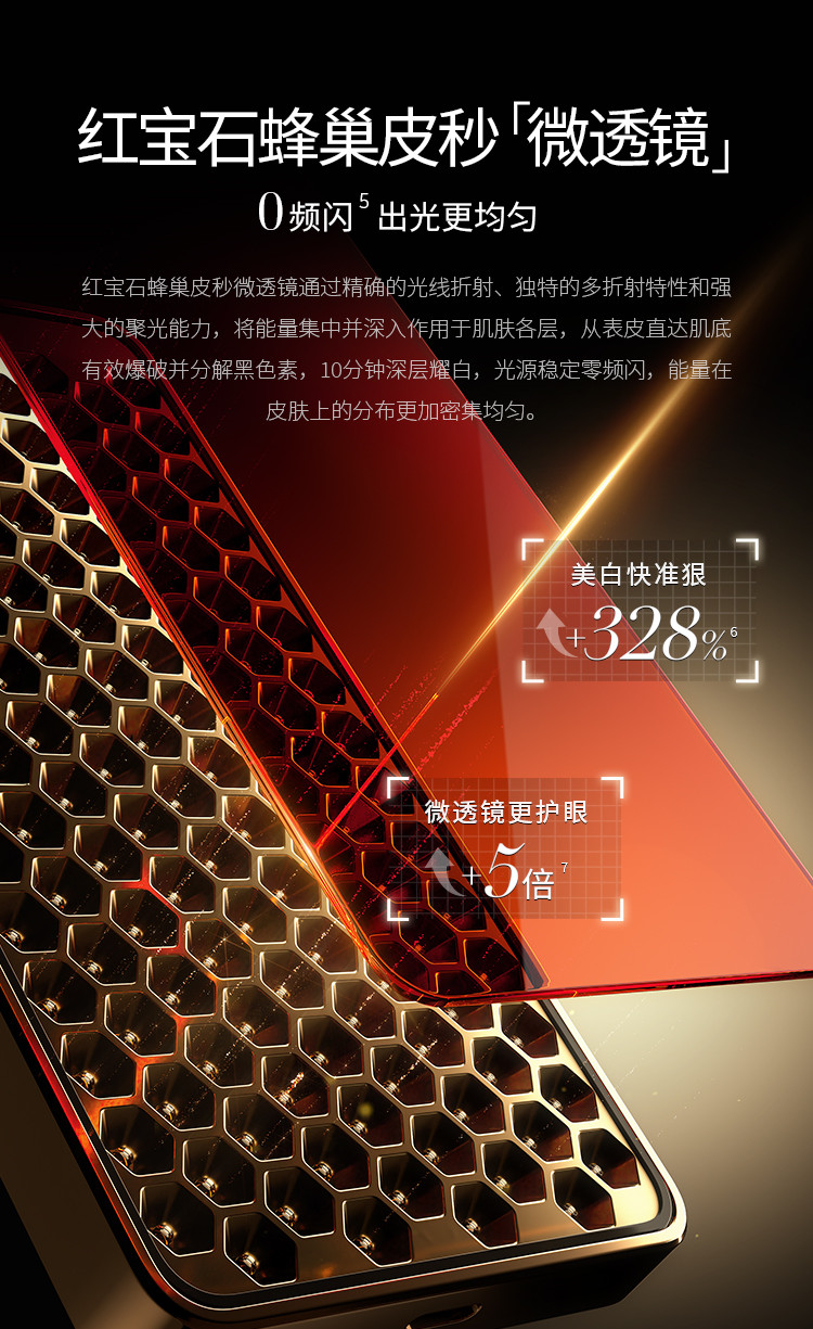 紅寶石蜂巢皮秒「微透鏡」多折射、強(qiáng)聚光、0頻閃，能量密度更大更勻